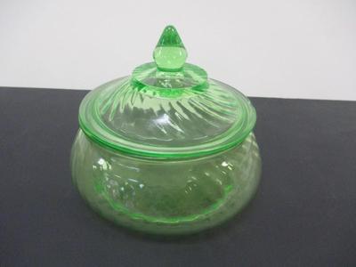 Uranium Vaseline Glass Jar With Lid