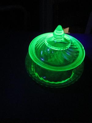 Uranium Vaseline Glass Jar With Lid