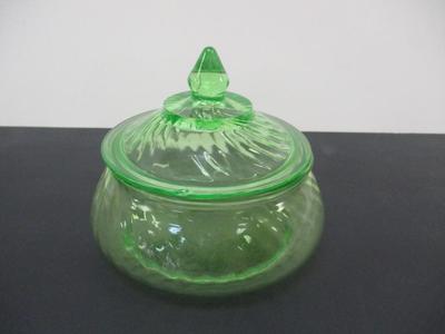 Uranium Vaseline Glass Jar With Lid