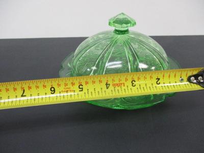 Cherry Blossom Pattern Glass Round Covered Butter Dish With Lid