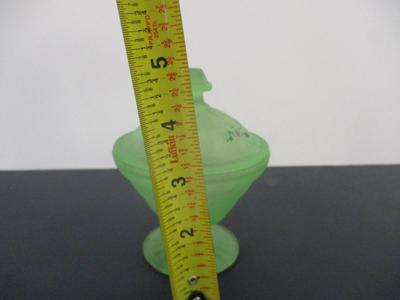 Vintage Green Sugar Dish Frosted With Flowers