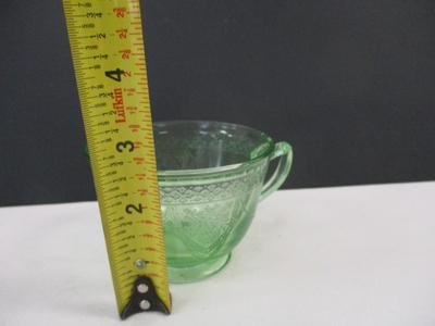 Vintage Uranium Depression Federal Glass Georgian Green Tea Cup Love Birds