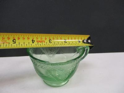 Vintage Uranium Depression Federal Glass Georgian Green Tea Cup Love Birds