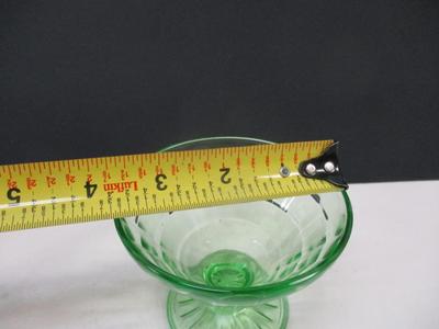 Vintage Uranium Depression Glass Sherbet Bowl Block Pattern