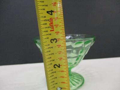 Vintage Uranium Depression Glass Sherbet Bowl Block Pattern