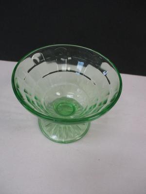 Vintage Uranium Depression Glass Sherbet Bowl Block Pattern