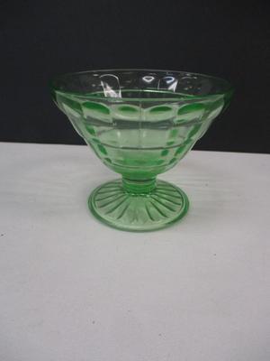 Vintage Uranium Depression Glass Sherbet Bowl Block Pattern
