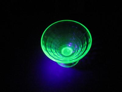 Vintage Uranium Depression Glass Sherbet Bowl Block Pattern
