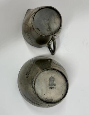 BG Imperial Antique Art Deco Pewter Brutalist German Studio Cream and Sugar