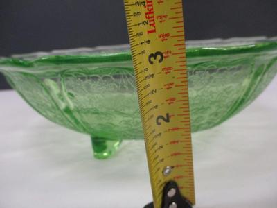 Uranium Glass Cherry Blossom Green Bowl