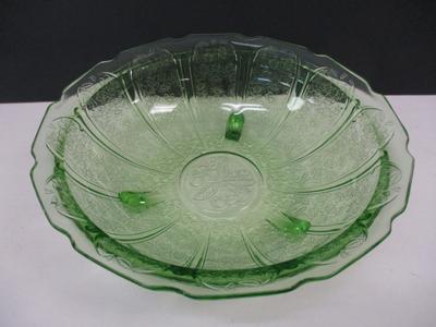 Uranium Glass Cherry Blossom Green Bowl