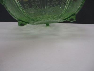 Uranium Glass Cherry Blossom Green Bowl