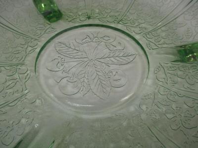 Uranium Glass Cherry Blossom Green Bowl