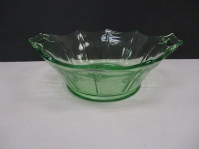 Art Deco Imperial Uranium Glass Centerpiece Bowl With Handles