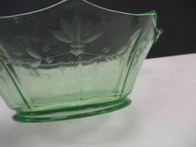 Art Deco Imperial Uranium Glass Centerpiece Bowl With Handles