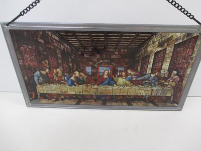 Double Sided Last Supper Glass Hanging Wall Decor