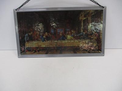 Double Sided Last Supper Glass Hanging Wall Decor