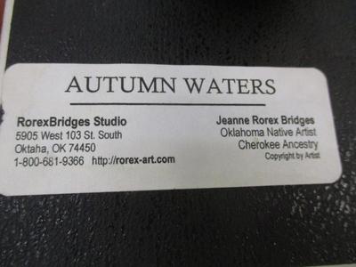 Hand Painted "Autumn Waters" Oklahoma Native Artist Jeanne Rorex Bridges Tile