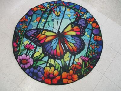Approx 39" Round Butterfly Rug