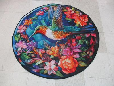 Approx 39" Round Hummingbird Rug