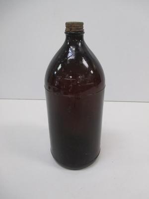 Vintage Brown Bottle With Cap Stamped On The Bottom