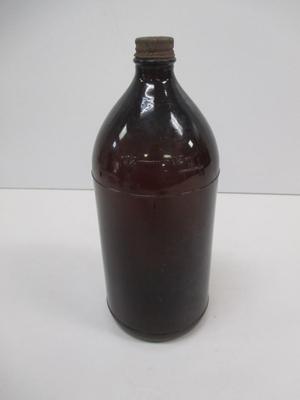 Vintage Brown Bottle With Cap Stamped On The Bottom