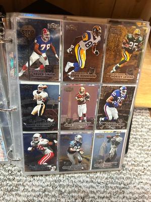 3 RING BINDER OF FOOTBALL CARDS AND COLLECTIBLE TINS