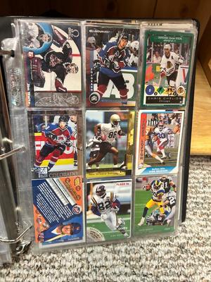 3 RING BINDER OF FOOTBALL CARDS AND COLLECTIBLE TINS