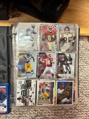 3 RING BINDER OF FOOTBALL CARDS AND COLLECTIBLE TINS