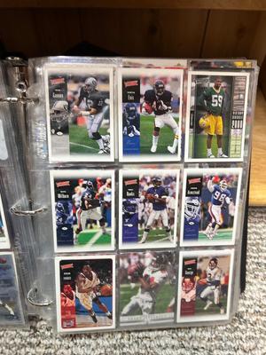 3 RING BINDER OF FOOTBALL CARDS AND COLLECTIBLE TINS