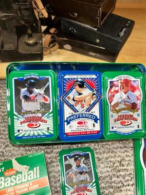 BASEBALL TRADING CARDS AND TINS