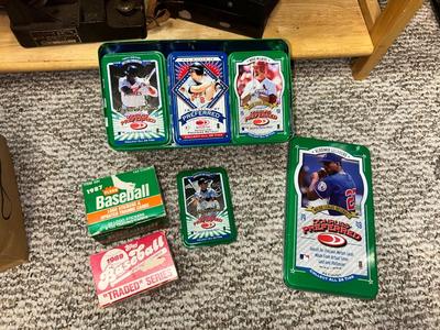 BASEBALL TRADING CARDS AND TINS