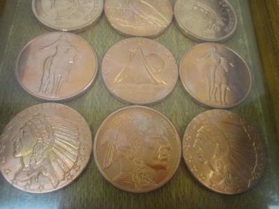Native American Copper .999 Fine Rounds In Shadow Box