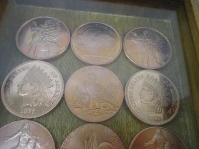 Native American Copper .999 Fine Rounds In Shadow Box