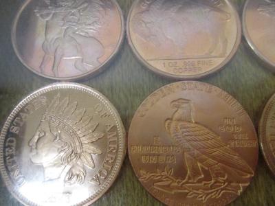 Native American Copper .999 Fine Rounds In Shadow Box