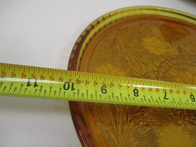 Murano Style Brown Bowl Tiara Amber Glass Serving Tray