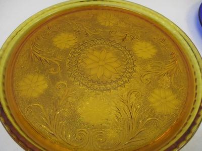 Murano Style Brown Bowl Tiara Amber Glass Serving Tray