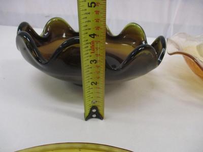 Murano Style Brown Bowl Tiara Amber Glass Serving Tray