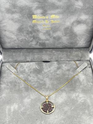 LOT 278J: The Widows Mite- 14K Gold Filled Chain with 14K Gold Coin Holder Pendant -2.9 GTW