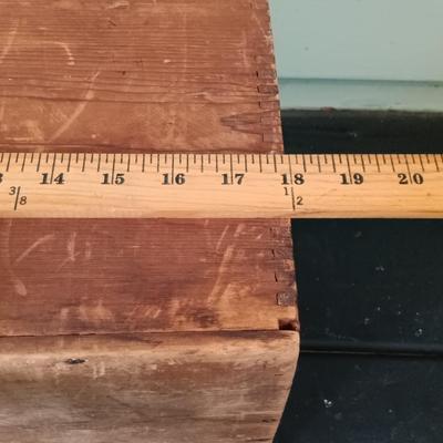 LOT 313: Antique Bohsemeem Spices Advertisement Wood Box with Holiday Decor