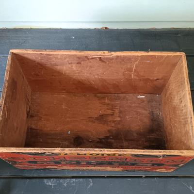 LOT 313: Antique Bohsemeem Spices Advertisement Wood Box with Holiday Decor