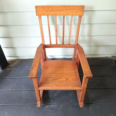 LOT 314: Antique Wooden Chest with Dolls, Child's Rocking Chair & Books on Doll House Miniatures