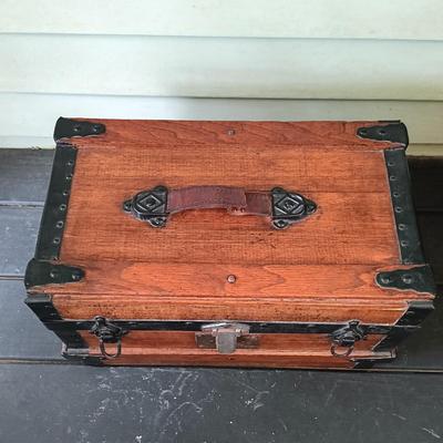 LOT 314: Antique Wooden Chest with Dolls, Child's Rocking Chair & Books on Doll House Miniatures
