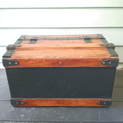 LOT 314: Antique Wooden Chest with Dolls, Child's Rocking Chair & Books on Doll House Miniatures