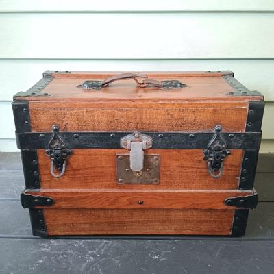 LOT 314: Antique Wooden Chest with Dolls, Child's Rocking Chair & Books on Doll House Miniatures