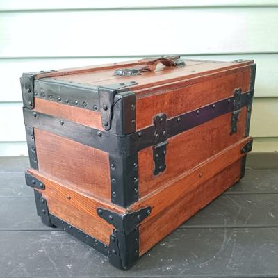 LOT 314: Antique Wooden Chest with Dolls, Child's Rocking Chair & Books on Doll House Miniatures
