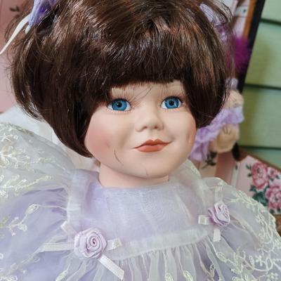 LOT 314: Antique Wooden Chest with Dolls, Child's Rocking Chair & Books on Doll House Miniatures
