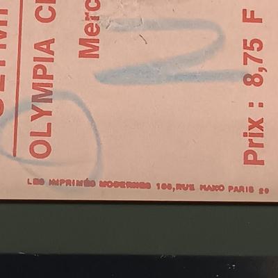 LOT 319: Framed 1967 Olympia Club Music Hall Ticket with Rolling Stones T-Shirt