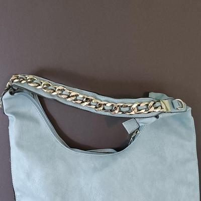 LOT 320: Miss Fluff Cupcake Doll Shoulder Bag, Blue Faux Leather Shoulderbag, The Sak Crocheted Purse & Ralph Lauren Purse