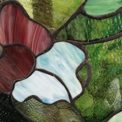 LOT 321: Butterflies and Flowers Stained Glass Fireplace Screen